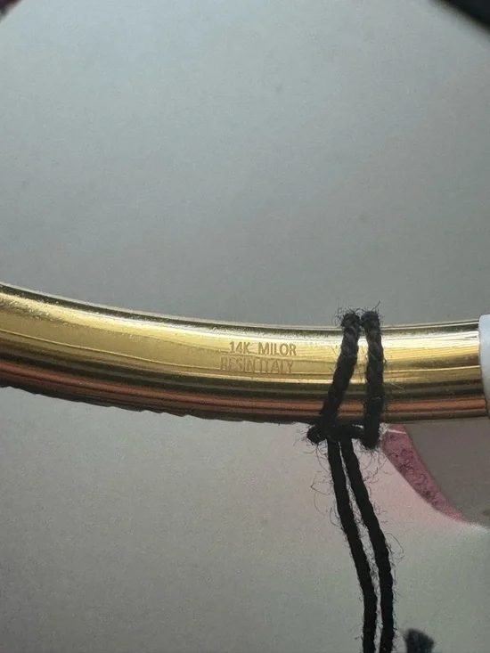 Milor 14k Gold Resin Filed Round Bangle Bracelet Ribbed Texture Bracelet Italy - Picture 5 of 9